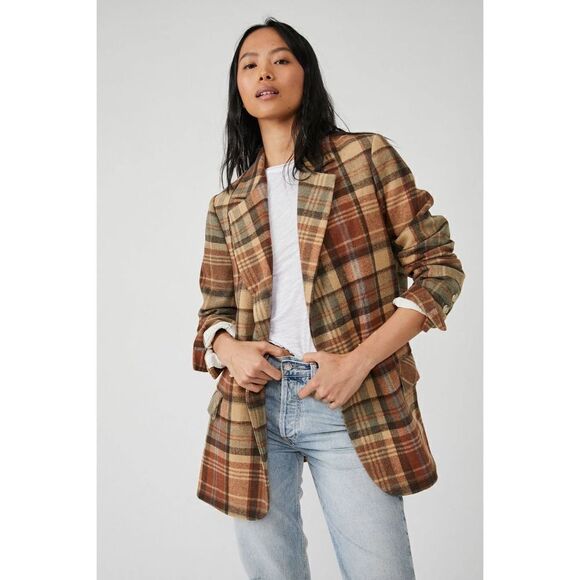 Free People Jackets & Blazers - Free people Mari Plaid Blazer size large